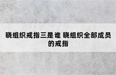 晓组织戒指三是谁 晓组织全部成员的戒指